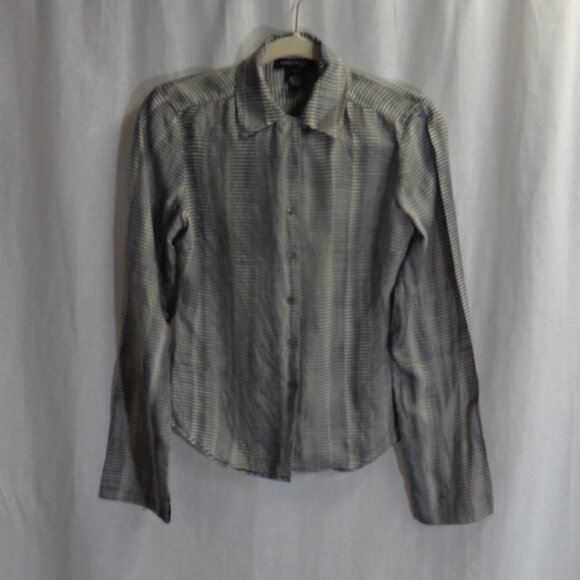 Kenneth Cole New York Size 4 100% Silk Blouse Black/White - Picture 2 of 16